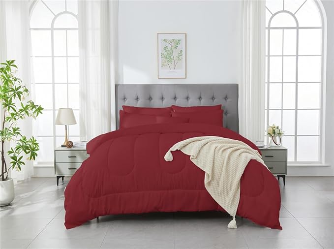 3 Piece Solid Color All Season Bedding Comforter Set Microfiber Soft Lightweight Bedding Set for Kids Teens Adults Room Decor with 1 Comforter and 2 Pillowcases Full - LeafyLoom