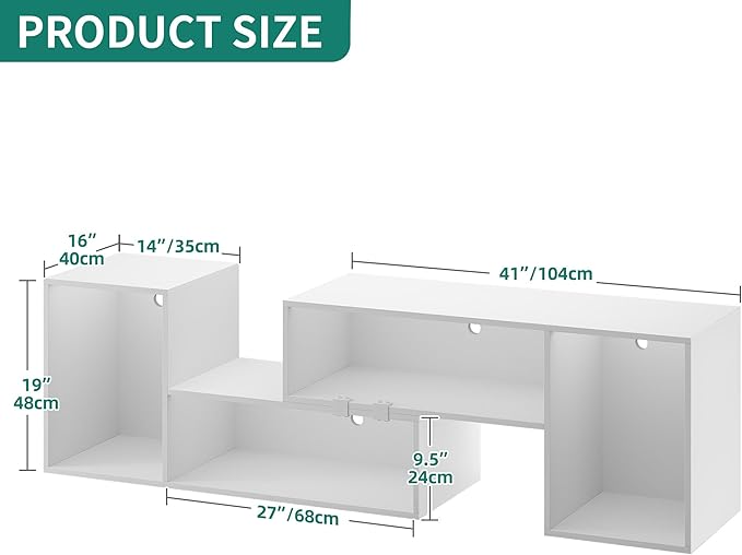 YITAHOME DIY TV Stand w/LED Strip, Modern Deformable Entertainment Center for 75/70/65/60/55/50/45 inch TVs, Gaming TV Consoles 2 Pieces Media Console Cabinet for 300lbs for Living Room, White - LeafyLoom