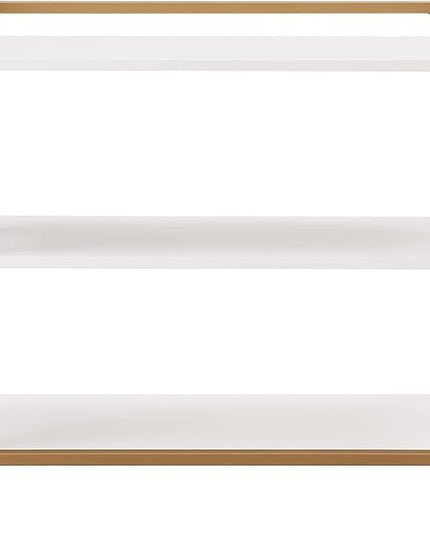 Leick Home 9261-WTGL Claudette Mixed Metal and Wood Bookshelf, White/gold - LeafyLoom