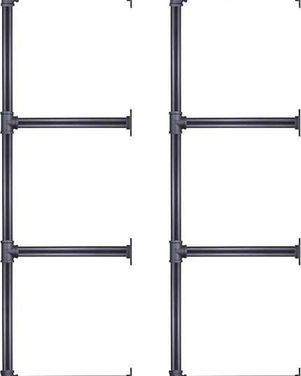 MUZIK 4 Tier Industrial Wall Mount Iron Pipe Shelf, Vintage Industrial Wall Mount Bookshelf Shelving Unit, DIY Open Bookshelf, Shelf Shelves, Kitchen Shelves, 2 Pack 40 Inch, 3/4 Pipe Nipple - LeafyLoom