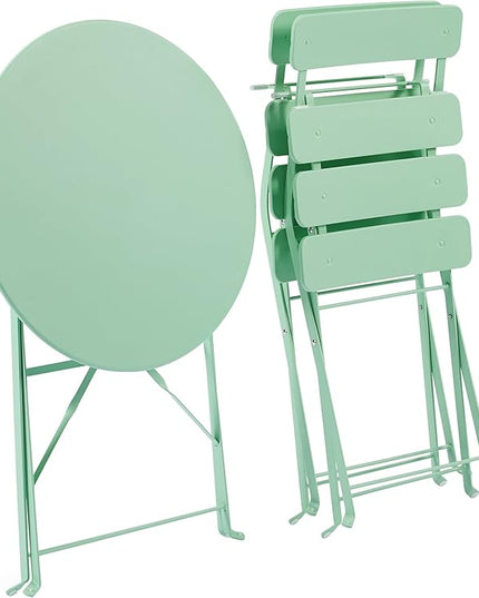 Crosley Furniture CF7390-MN Karlee Retro Metal Indoor/Outdoor 3-Piece Bistro Set with Table and 2 Chairs, Mint - LeafyLoom