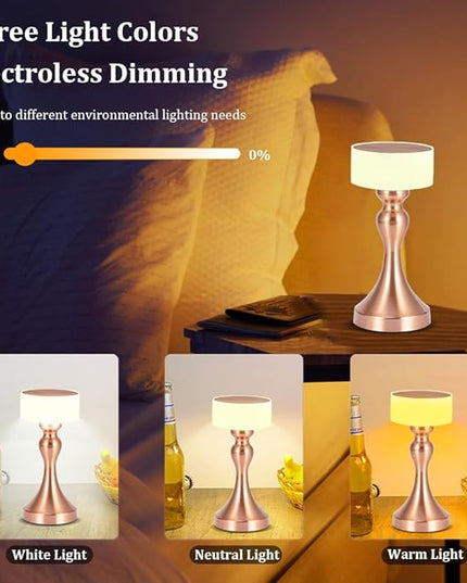 Portable LED Desk Lamp - 3-Color Touch Control,3-Levels Brightness,Rechargeable Battery,Ideal Bedside Lamp for Nightstand,Bedroom, Living Room - LeafyLoom