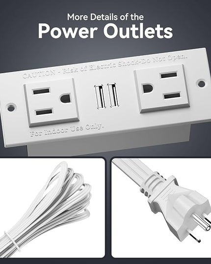 Furologee Charging Station for White 2 Penson Desk with LED Lights and Monitor Stand - LeafyLoom
