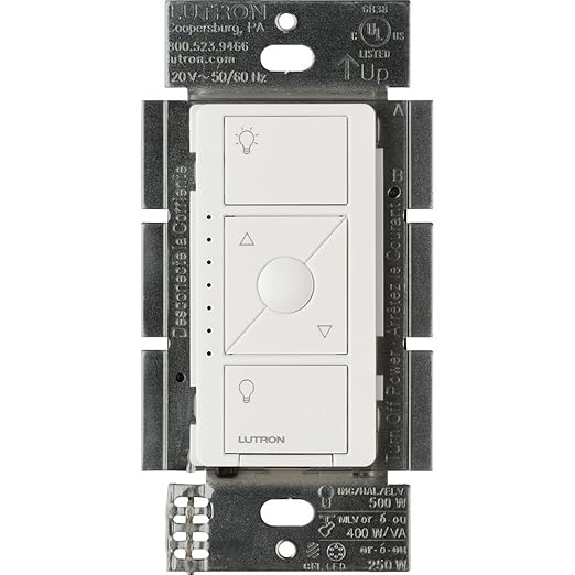 Lutron Caseta Original Smart Dimmer Switch ELV+ (Lutron Hub Required), 250W LED, Single-Pole/3-Way, Neutral Required, PD-5NE-WH 8-PACK, White, 8 Pack Lutron