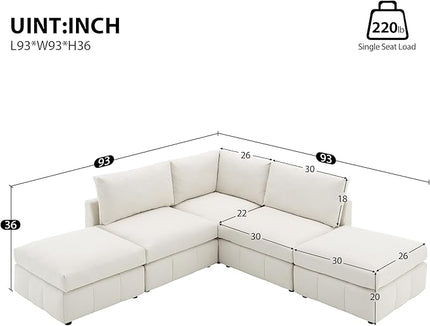 Sectional Sofa-90 * 88" L-Shape Couch Set with Chaise Lounge, 5-Seat Modular Sofa with 3 Pillows for Living Room, Apartment, Office - LeafyLoom