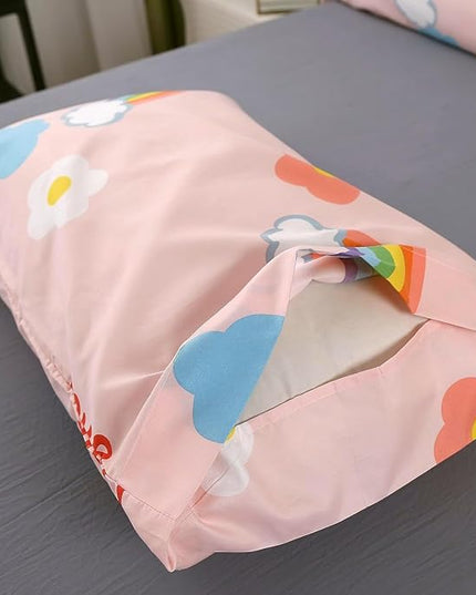 3PCS Rainbow Comforter Set Full, Cute Pink Full Size Flower Cloud and Rainbow Comforter Aesthetics, Super Soft and Comfort Microfiber, Kawaii Girls’ Bedroom Decor for Kids, Teens, Children, Women - LeafyLoom