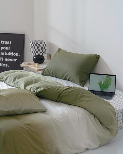 Gradient Green Comforter Set Ombre White Green Bedding Set Twin Women Aesthetic Comforter 3 PCs Green Color Bed Comforter Set Twin Gradient White and Green Comforter Set Twin - LeafyLoom