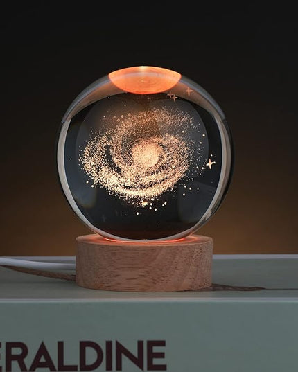 Large 3D Galaxy Crystal Ball Night Light, Crystal Lamp 16 Color Changing with Remote Control for Bedroom Decor, Birthday Gift for Teens Boys and Girls, Galaxy Model - LeafyLoom