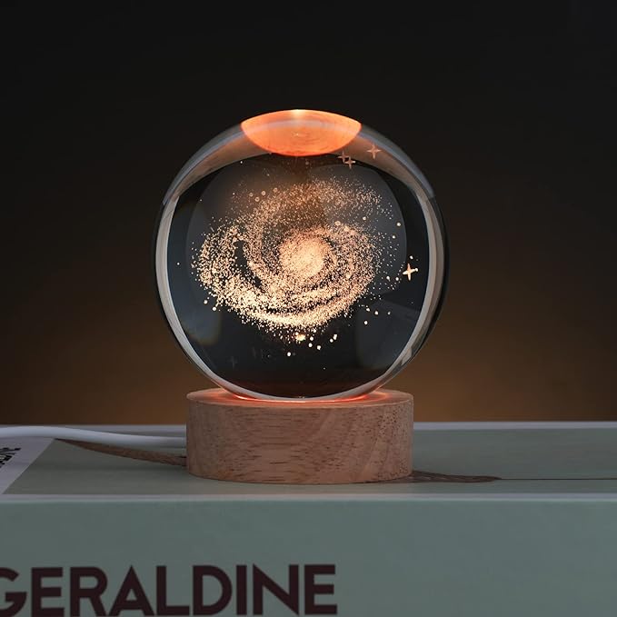 Large 3D Galaxy Crystal Ball Night Light, Crystal Lamp 16 Color Changing with Remote Control for Bedroom Decor, Birthday Gift for Teens Boys and Girls, Galaxy Model - LeafyLoom