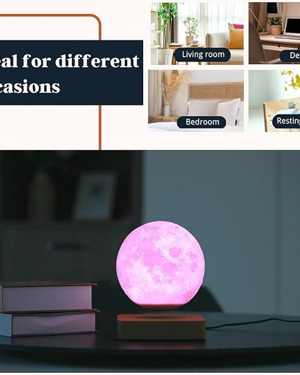 Floating Moon Lamp 16 Colors Magnetic Levitating Moon Light, Great Gift for Family, Kids and Lover for Birthdays, Valentine's Day, Anniversary（Dark Brown Base - LeafyLoom