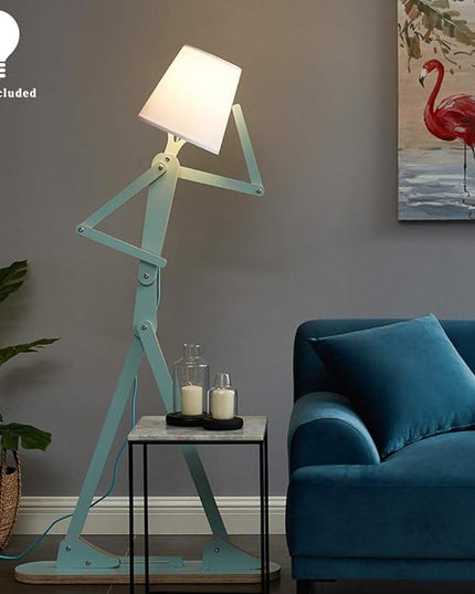 Cool Tall Decorative Floor Lamp Unique Aqua Blue Color Standing Adjustable Corner Reading Wood Lights for Living Room Kids Bedroom Office - LED Bulb Included (Green) - LeafyLoom