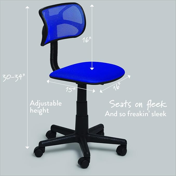 Swivel Mesh Desk Chair, Royal Blue 21D x 21W x 33H in - LeafyLoom
