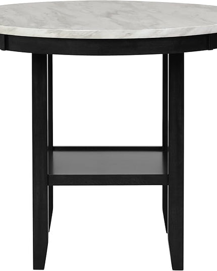 NicBex Dining Table for 4 Kitchen Table and Chairs 5Pc Round Counter Height Dining Table Set with Faux Marble Upholstered for Dining Room and Restaurant, Wooden, Blue - LeafyLoom