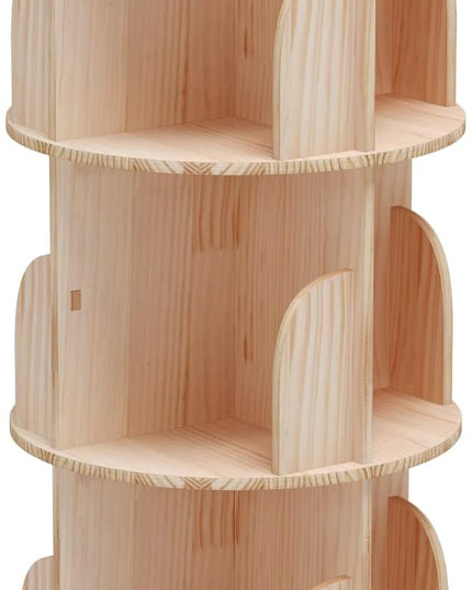3 Tier 360° Rotating Stackable Shelves Bookshelf Organizer 360 Display Rotating Bookshelf Wood Book Shelf Organizer for Bedroom, Living Room, Study Room - Intexca - LeafyLoom