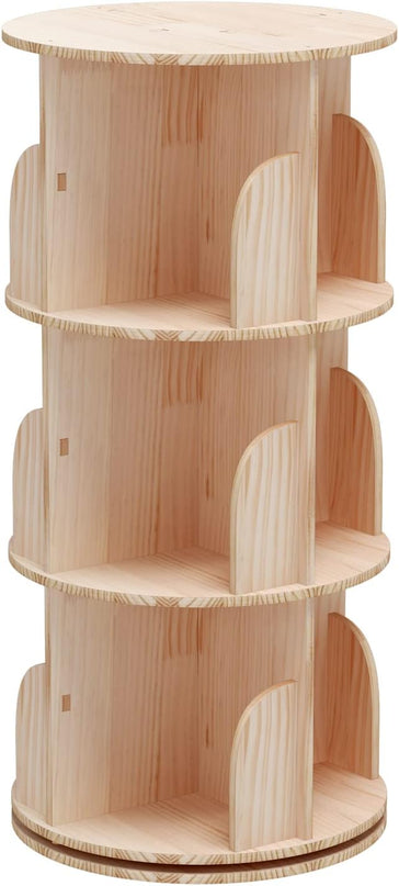 3 Tier 360° Rotating Stackable Shelves Bookshelf Organizer 360 Display Rotating Bookshelf Wood Book Shelf Organizer for Bedroom, Living Room, Study Room - Intexca - LeafyLoom