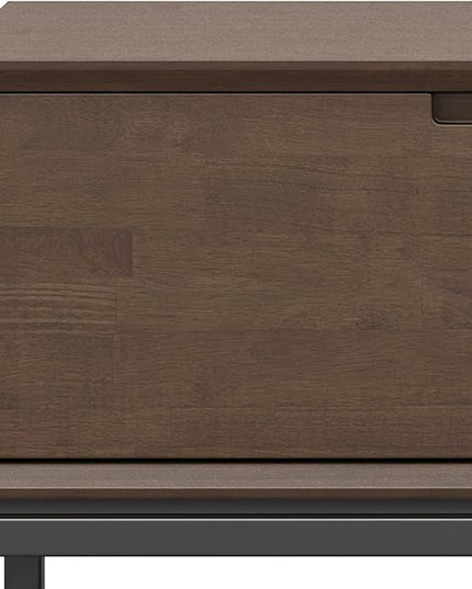 SIMPLIHOME Banting SOLID HARDWOOD Wide Modern Industrial Media Stand for TVs up to 80 inches for The Living Room and Entertainment Center, 72 inch, Walnut Brown - LeafyLoom