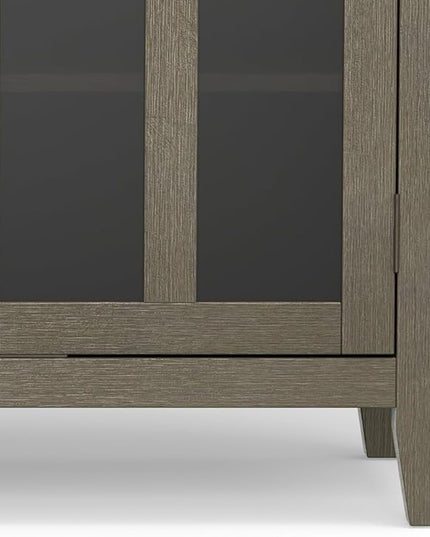 SIMPLIHOME Artisan SOLID WOOD Universal TV Media Stand, 53 inch Wide, Transitional, Living Room Entertainment Center with Storage, for Flat Screen TVs up to 60 inches in Farmhouse Grey - LeafyLoom