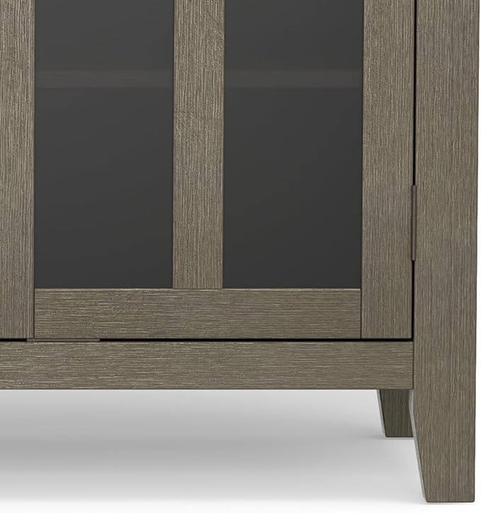 SIMPLIHOME Artisan SOLID WOOD Universal TV Media Stand, 53 inch Wide, Transitional, Living Room Entertainment Center with Storage, for Flat Screen TVs up to 60 inches in Farmhouse Grey - LeafyLoom