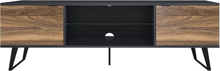 Atelier Mobili Mid Century Modern TV Stand | Farmhouse Entertainment Center for Living Room | TV Stand for 75 Inch TV | Gray TV Stand | Walnut TV Stand for Living Room 75 inch TV | Adjustable Shelf - LeafyLoom