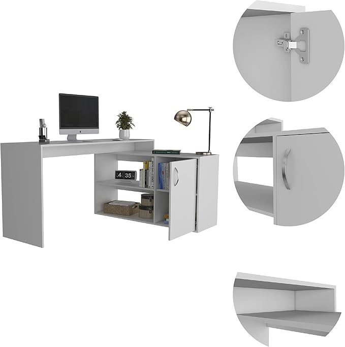 NicBex Kimberly-DW-00045-LWJ Home Office Desks, 45.86"x59.64"x30.11", White - LeafyLoom