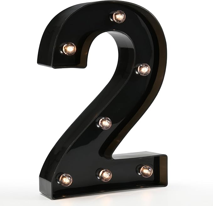 Light Up Black Alphabet Marquee Number Sign LED Marquee Number Lights Sign for Night Light Home Bar Christmas Lamp Birthday Party Wedding Decoration 2 - LeafyLoom