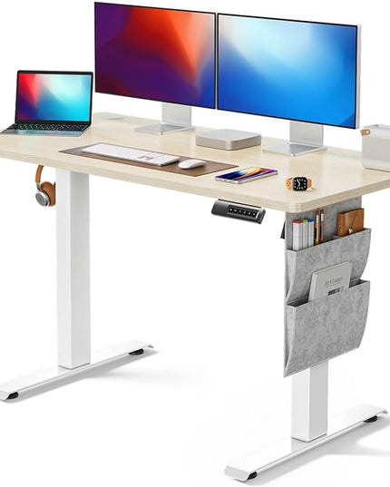 Marsail Standing Desk Adjustable Height, 48x24 Inch Electric Standing Desk with Storage Bag, Stand up Desk for Home Office Computer Desk Memory Preset with Headphone Hook - LeafyLoom