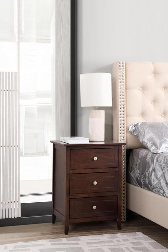 Glory Furniture Daniel 3 Drawer Nightstand in Cappuccino - LeafyLoom