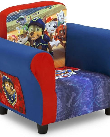 Delta Children Upholstered Chair with PAW Patrol Graphics, Wood Frame, Plush Foam Padding, Side Pockets, for Toddlers and Kids - LeafyLoom