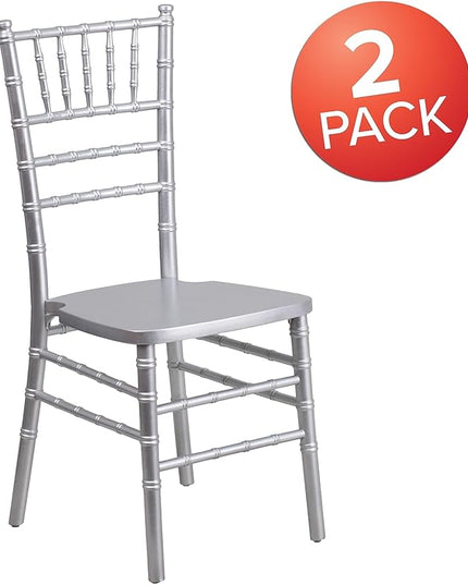 Flash Furniture 2 Pack HERCULES Series Silver Wood Chiavari Chair - LeafyLoom