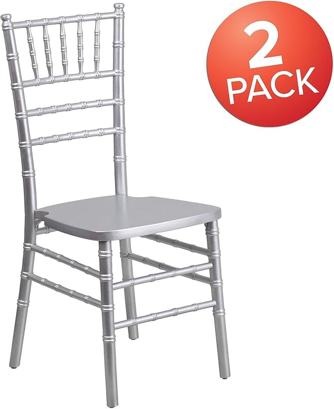 Flash Furniture 2 Pack HERCULES Series Silver Wood Chiavari Chair - LeafyLoom