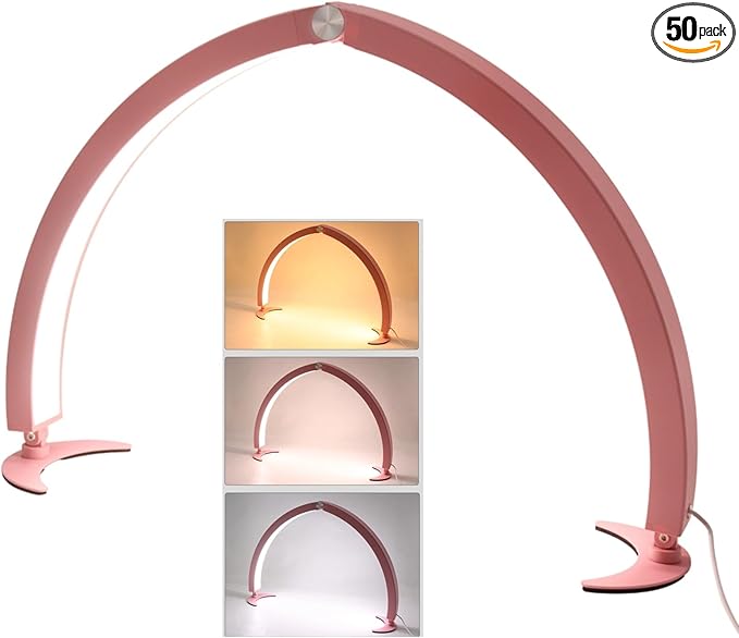 Yoidesu Half Moon Nail Desk Lamp, 27.5inch 3200K to 5600K Dimmable LED Lash Light 40W 320LED 2000LM Beauty Light for Skincare Eyebrows Nail Art Tattoo Facial Spa, Adjust Brightness - LeafyLoom
