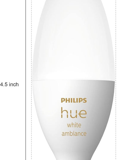 Philips Hue Smart 40W B39 Candle-Shaped LED Bulb - White Ambiance Warm-to-Cool White Light - 4 Pack - 450LM - E12 - Indoor - Control with Hue App - Works with Alexa Google Assistant and Apple Homekit PhilipsHue
