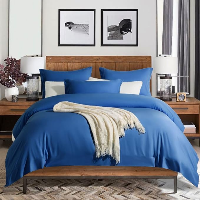 SONORO KATE Bed Sheet Set Super Soft Microfiber 1800 Thread Count Luxury Egyptian Sheets 16-Inch Deep Pocket Wrinkle-4 Piece(Queen, Navy Blue) - LeafyLoom