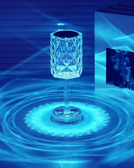 Portable Crystal Table Lamp,Acrylic Cordless LED Desk Lamp with Touch Control, 3 Color Touch Control Rechargeable Lamp, Night Light, Bedside Lamp,Dining Room Lamp (16 Color) - LeafyLoom