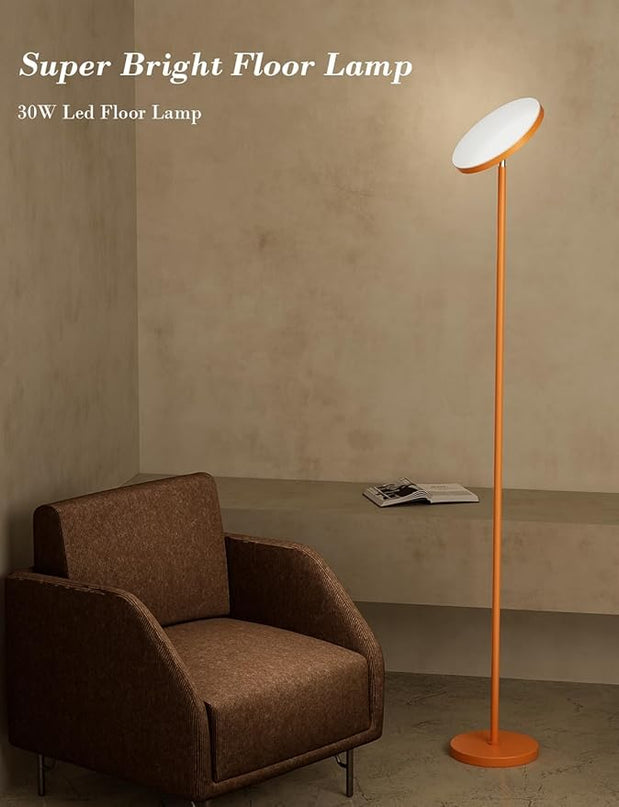 Floor Lamp, 30W LED Bright Standing Lamp, Stepless Dimmable Torchiere Tall Sky Lamp Pole Ligh with 4 Color Temperatures,Touch&Remote Control,1 Hour Timer for Living Room Bedroom Office-Orange - LeafyLoom