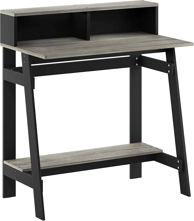 Furinno Simplistic A Frame Computer Desk, Black/French Oak Grey - LeafyLoom