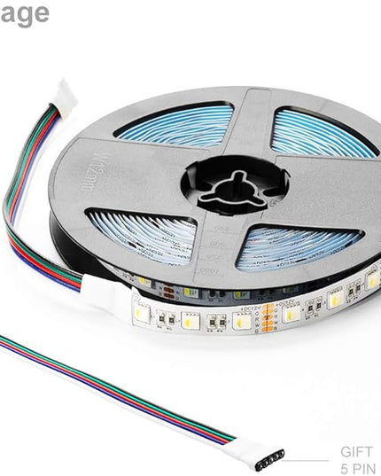 BTF-LIGHTING 5050 RGBW RGB+Cool White(6000K-7000K) 4 Colors in 1 LED Tape Light DC12V 5m 16.4ft 60LED/m Multi-Colored IP30 White 12mm PCB for Bedroom Kitchen Home Decoration(No Adapter or Controller) BTF-LIGHTING