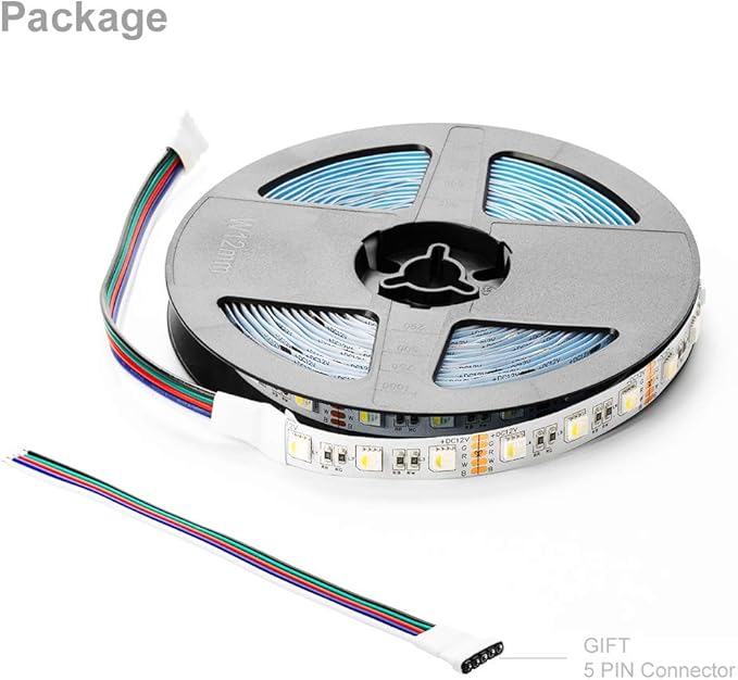 BTF-LIGHTING 5050 RGBW RGB+Cool White(6000K-7000K) 4 Colors in 1 LED Tape Light DC12V 5m 16.4ft 60LED/m Multi-Colored IP30 White 12mm PCB for Bedroom Kitchen Home Decoration(No Adapter or Controller) BTF-LIGHTING