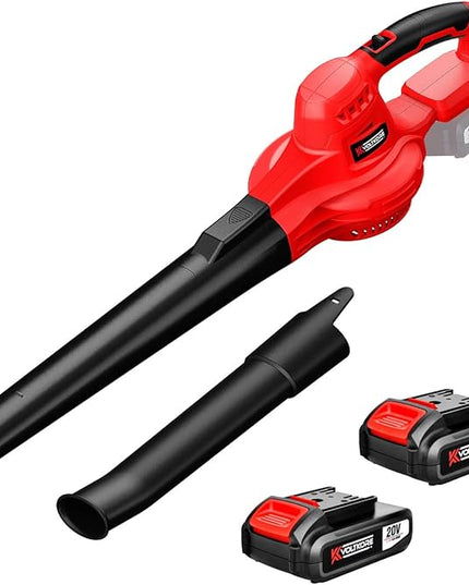 Leaf Blower, VOLTKORE 20V Cordless Leaf Blower, Electric Battery Powered Leaf Blower for Blowing Leaves, Dust in Lawn, Patio, Jobsite...(Quick Charger & 2 Battery Included) - LeafyLoom