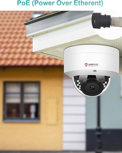 Anpviz 5MP PoE IP Dome Camera with Audio/Mic, IP Security Camera Outdoor Indoor, 98ft IR Night Vision, IP66 Waterproof, 2.8mm Lens, 24/7 Recording, Human Detection, Not PTZ, NDAA Compliant (U Series) AnpvizSecurity