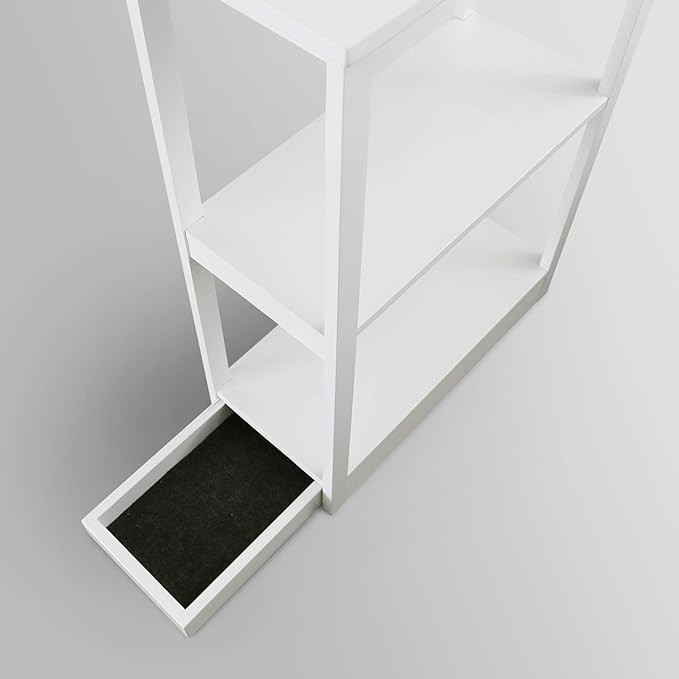 Casual Home Adams Bookcase Sliding Track, Concealment Furniture, White - LeafyLoom