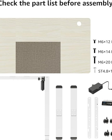 MOUNTUP 55x28 Inches Electric Height Adjustable Standing Desk, Sit Stand Desk with Memory Controller, Ergonomic Stand Up Desk for Home Office with Splice Board, White+Grey - LeafyLoom