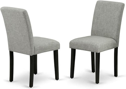 East West Furniture Norfolk 5 Piece Set includes a Rectangle Dining Room Table with Butterfly Leaf and 4 Shitake Linen Fabric Upholstered Parson Chairs, 32x54 Inch, NOAB5-BLK-06 - LeafyLoom