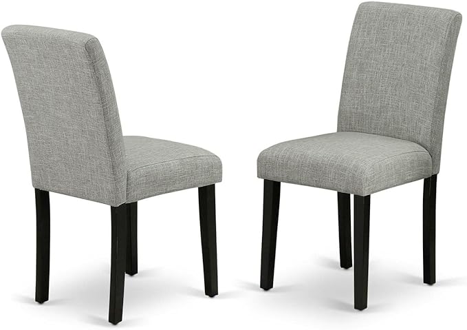 East West Furniture Norfolk 5 Piece Set includes a Rectangle Dining Room Table with Butterfly Leaf and 4 Shitake Linen Fabric Upholstered Parson Chairs, 32x54 Inch, NOAB5-BLK-06 - LeafyLoom