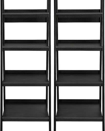 Ameriwood Home Lawrence 4 Shelf Ladder Bookcase Bundle, Black - LeafyLoom