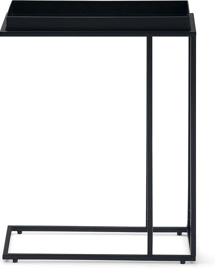 SIMPLIHOME Garner 18 Inch Wide Metal Tray Top C Side Table in Black, For the Living Room and Bedroom - LeafyLoom