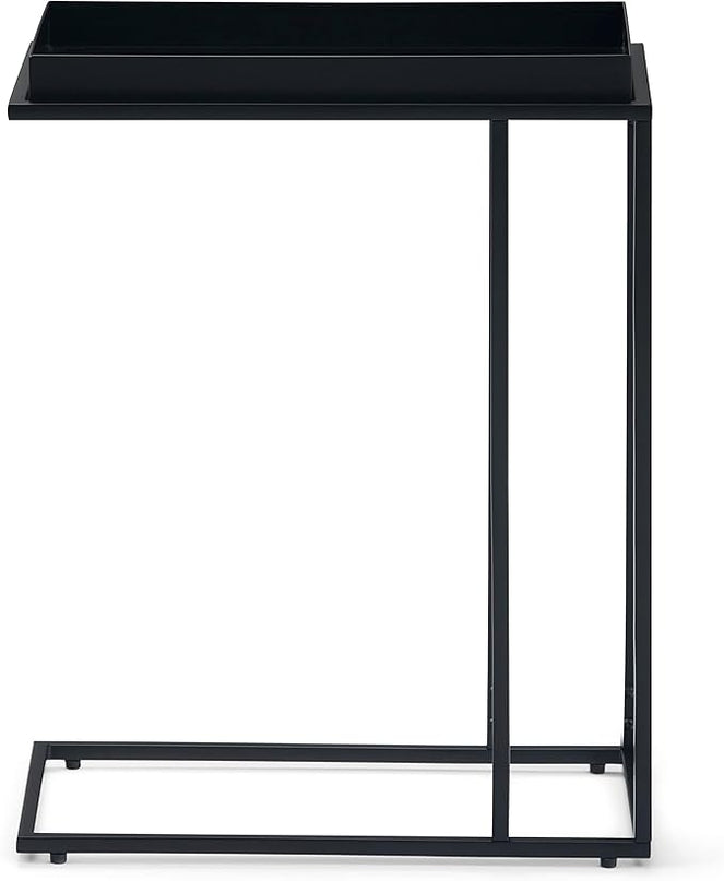 SIMPLIHOME Garner 18 Inch Wide Metal Tray Top C Side Table in Black, For the Living Room and Bedroom - LeafyLoom