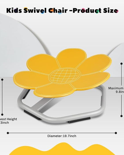 Sensory Toys Kids Swivel Chair, Autism Kids Swivel Chair, Petal Sit and Spin Seat Balance Chair Indoor for Child Age 3+, Regulating Toddler’s Body Balance, Metal Base Non-Slip Yellow - LeafyLoom