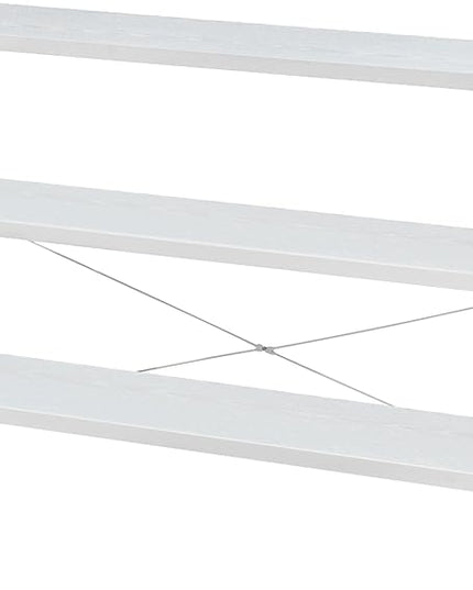 HCHQHS Bookshelf, 3-Tier Industrial Bookcase, White Open Book Shelf, Freestanding Horizontal Bookshelves with Metal Frame - LeafyLoom