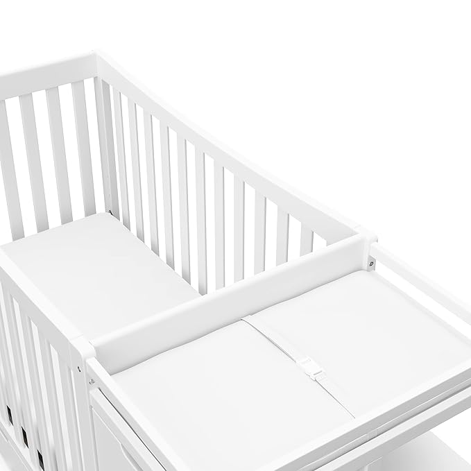 Graco Remi 4-In-1 Convertible Crib & Changer With Drawer (White) – GREENGUARD Gold Certified, Crib And Changing-Table Combo, Includes Changing Pad, Converts To Toddler Bed, Full-Size Bed - LeafyLoom